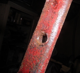 Countersunk hole in frame