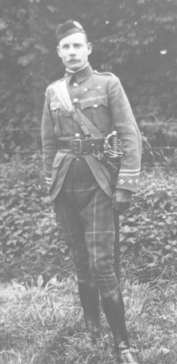 Capt the Hon AH Maitland QOCH, Adjutant of the Liverpool Scottish to 1913, in service dress (note the half basket to the brooadsword)