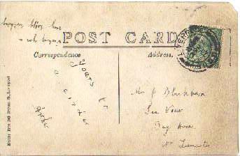 Arthur Hopley's card, 'Yours to a Cinder'