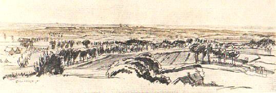 Flanders Countryside - View North from near Kemmel to Ypres (Ieper) 1916 - Muirhead Bone - click to enlarge