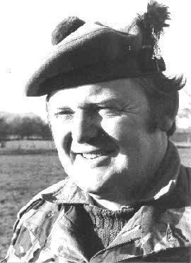 Major David Evans TD, pictured at Nesscliffe in 1979, as an officer in V (THe Liverpool Scottish) Company, 1st Bn 51st Highland Volunteers 