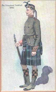 Caricature of a Liverpool Scottish Private in 1900