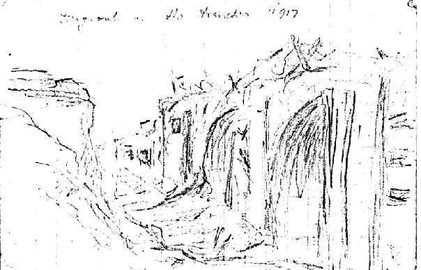 Front Line Trench 1917 - Crude Sketch by Frank Mc Donald of The Liverpool Scottish