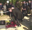 Crown Copyright. Mr William Fulton, High Sheriff of Merseyside, places a cross of remembrance on the Liverpool Scottish Memorial. Mr. Fulton's great uncle died as a result of the charge at Hooge by The Liverpool Scottish on 16th June 1915. 29/07/00