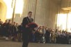 Crown Copyright: The Lord Mayor of Liverpool, Councillor Edwin Clein, lays a wreath at the Menin Gate on the occasion of the dedication of the Liverpool Scottish memorial at Hooge 29/10/00