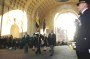 Crown Copyright: The standards of the Royal British Legion Hounslow and the Liverpool Scottish regimental Association march off parade at the Menin Gate 29/10/00