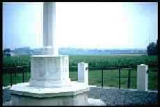 Click to enlarge - view from the RE Grave Cross of Sacrifice looking West toward Ieper