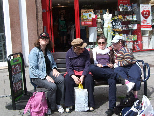 group on bench