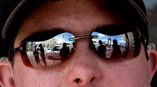 artistic shot in sunglasses