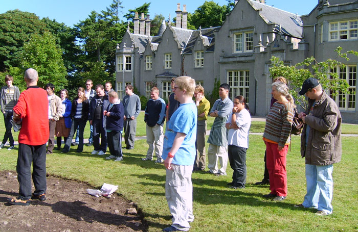 Gathered in front of the house